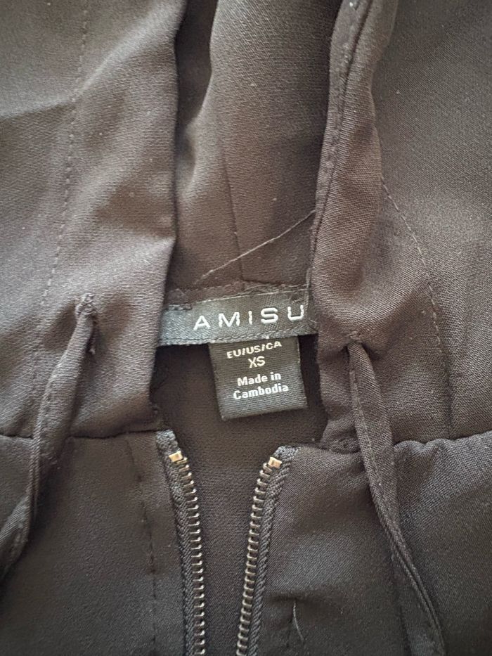 Top à capuche beige, blanc et noir de survêtement - Amisu - XS/34 - photo numéro 3