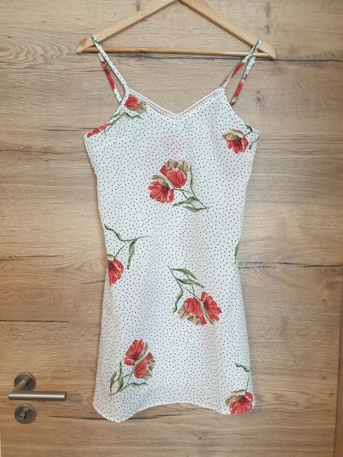 Nuisette blanche fleurie/pois