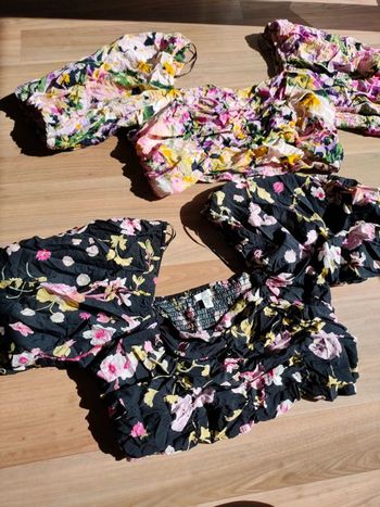  top à manches bouffantes fleuri lot de 2 h&m neuf taille XL