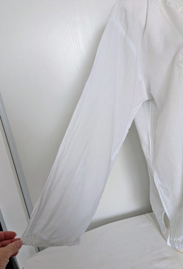 Blouse d'été brodée blanche en coton - Blanc du Nil - taille 4 (44/46) - photo numéro 4