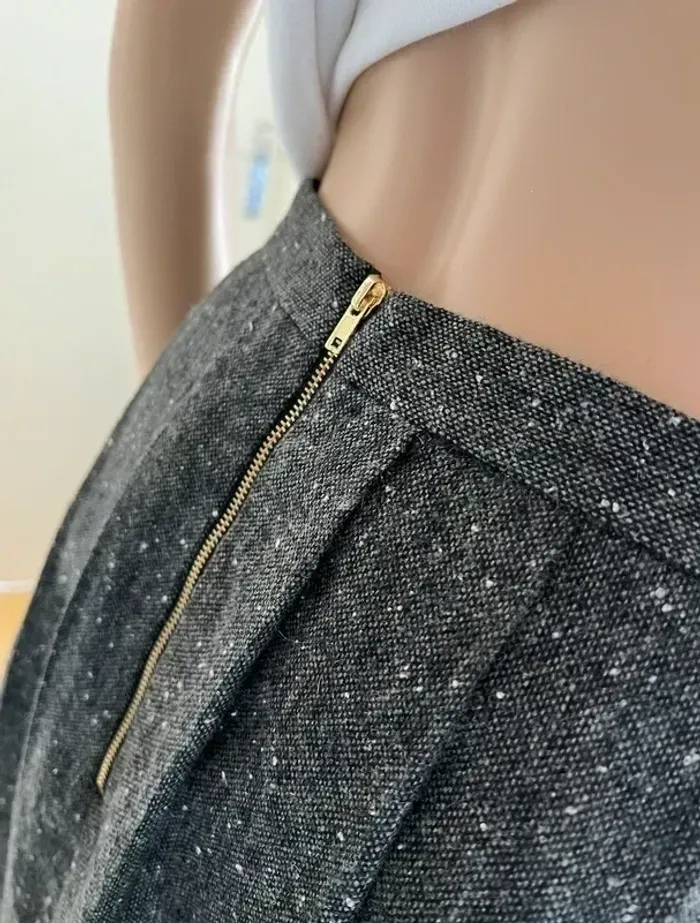 Jupe taille haute avec laine grise kaki doublée Monoprix - photo numéro 6