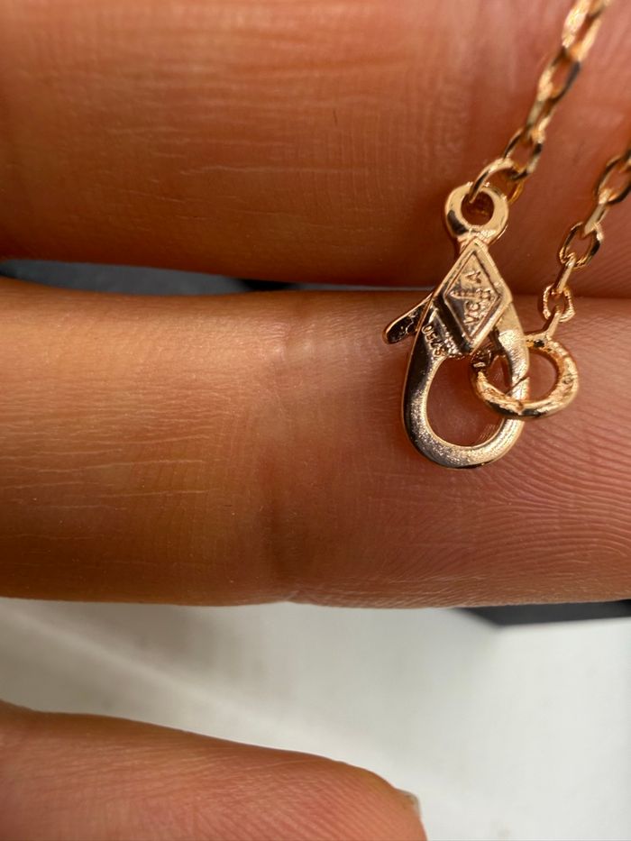 Collier trèfle nacre grise plaqué or rose - photo numéro 9