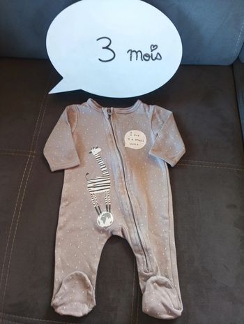 Pyjama été léger coton zippé Mixte 3 mois Girafe small Word Gémo