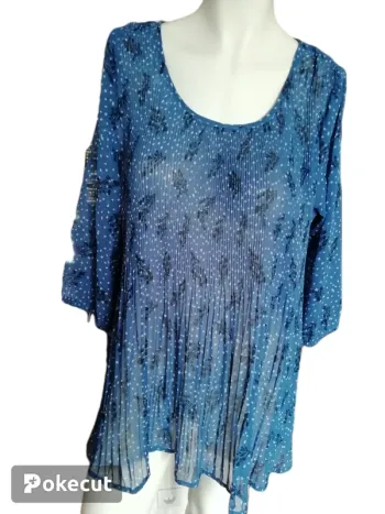 Chemisier chemise blouse légère bleue top bleu blue