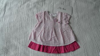Robe rose 12 mois manches courtes