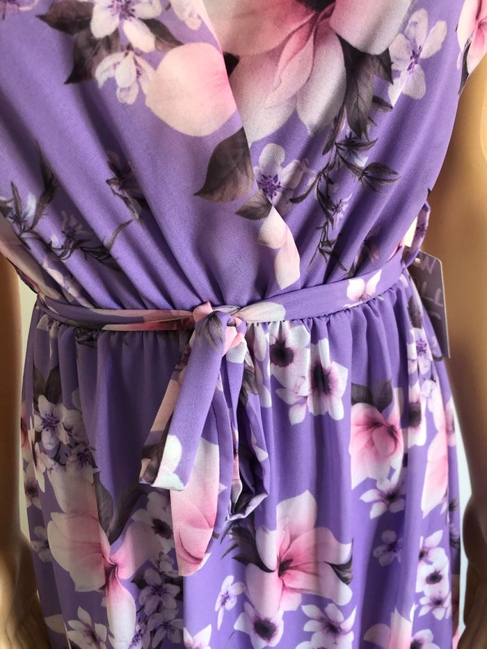 Robe longue mauve et fleurie neuve New Collection taille unique - photo numéro 4