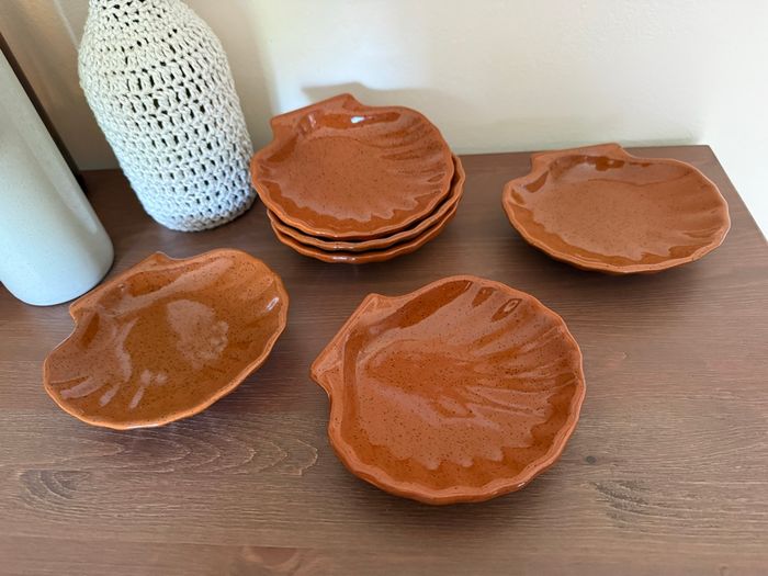 Lot de 6 coquilles St Jacques céramique - Vintage