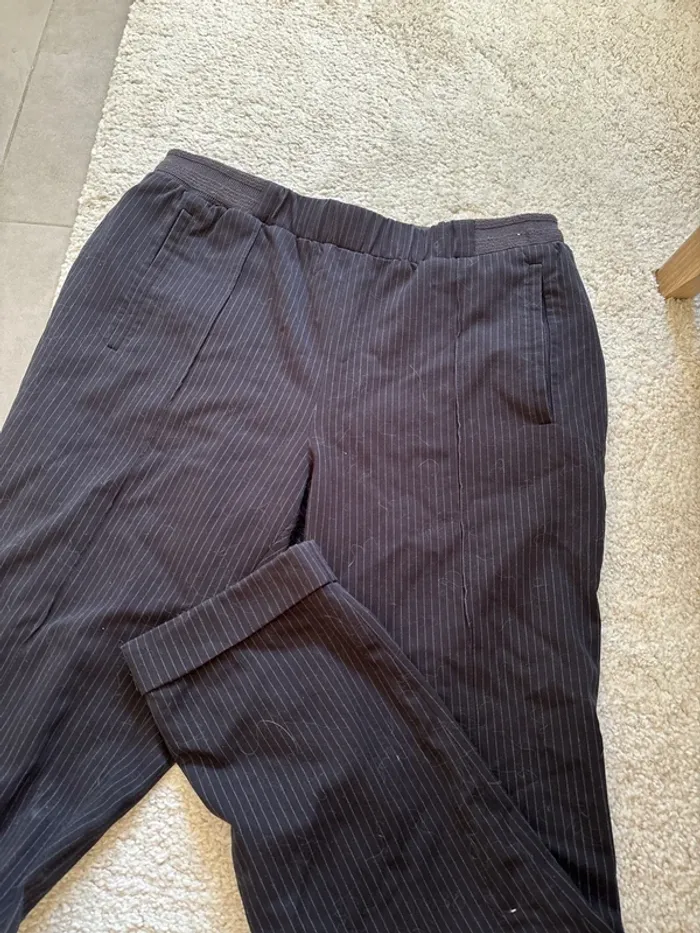 pantalon noir à rayures mango taille M - photo numéro 4