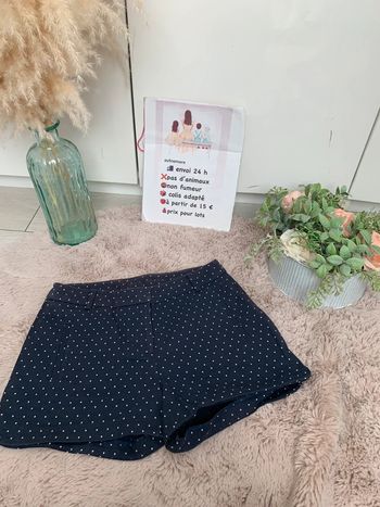 Short bleu marine à pois blanc