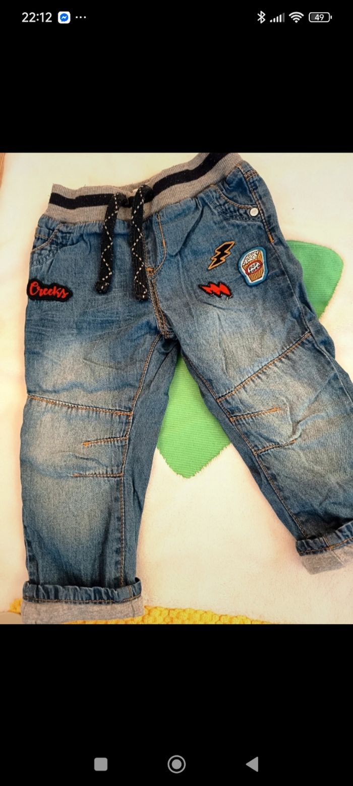 Lot jeans chauds et doublés 12 mois - photo numéro 2