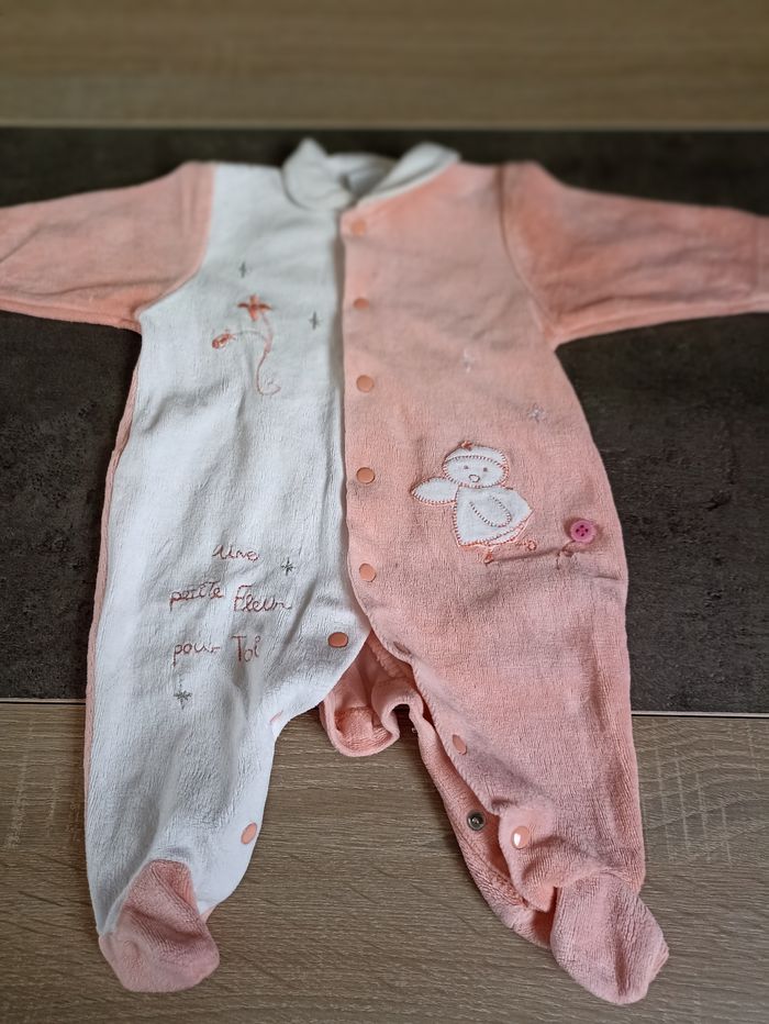 Pyjama en velours blanc et orange - photo numéro 3