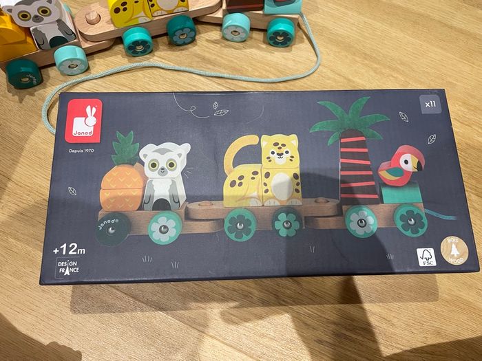 Jouets à tirer et empiler JANOD train tropical - photo numéro 2