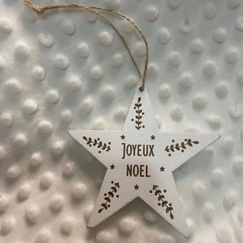 Suspension étoile “Joyeux Noël” en bois gravé ⭐️