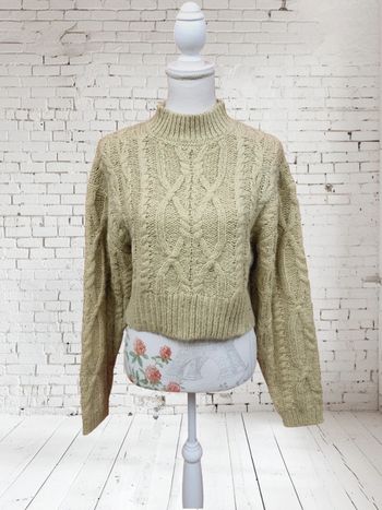 Jennyfer pull vert maille torsadée col montant * taille L *