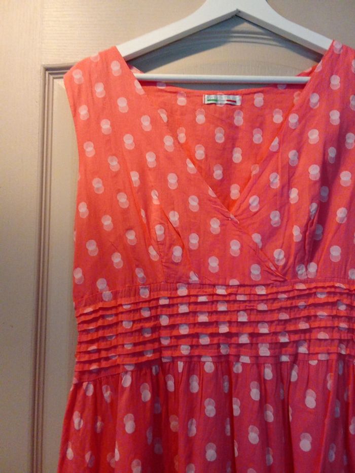 Robe style vintage corail à double pois blanc taille 42 44 - photo numéro 2