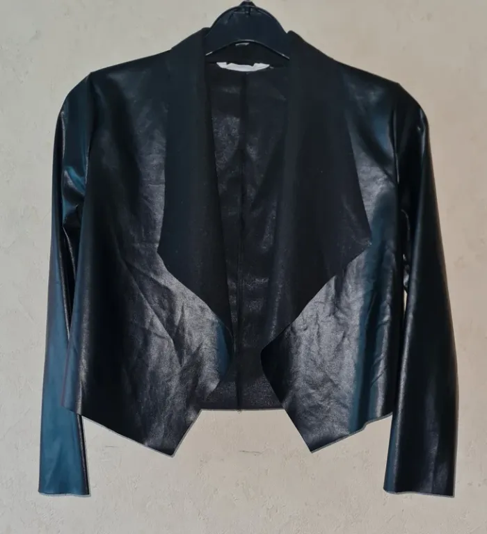 veste noire simili cuir PU fille 8 ans - photo numéro 2