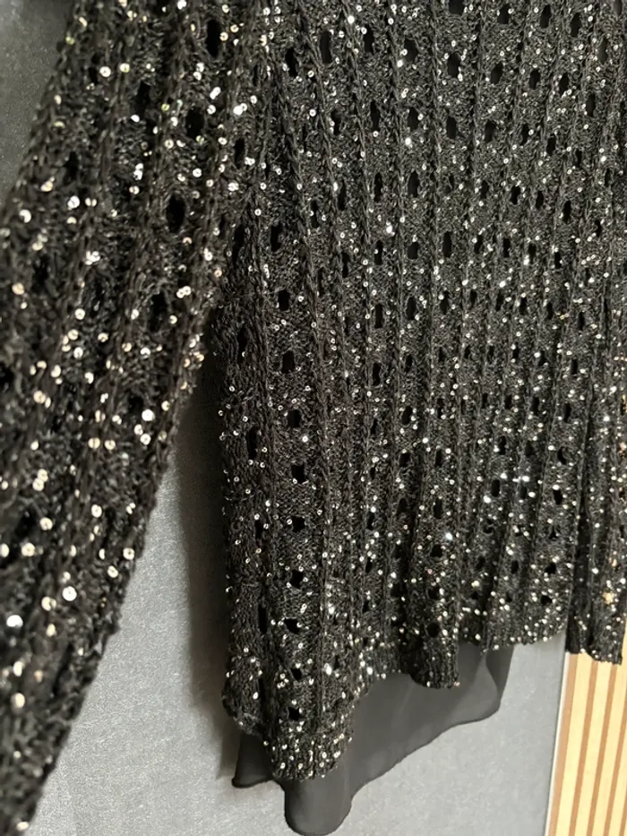 Haut noir sequin Mim ajouré - photo numéro 2