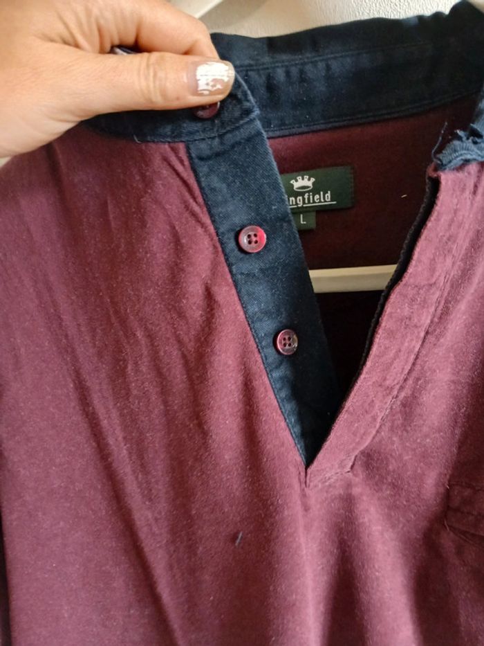 🍍 Polo homme ML bordeaux taille L - photo numéro 6
