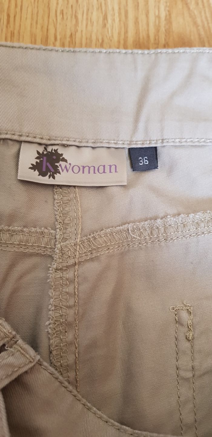 Pantacourt beige 100% coton - Kiabi (Taille 36/S ) - photo numéro 3