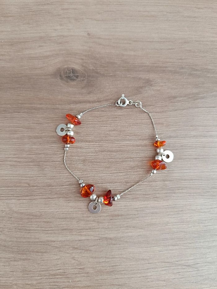 Bracelet argent et ambre