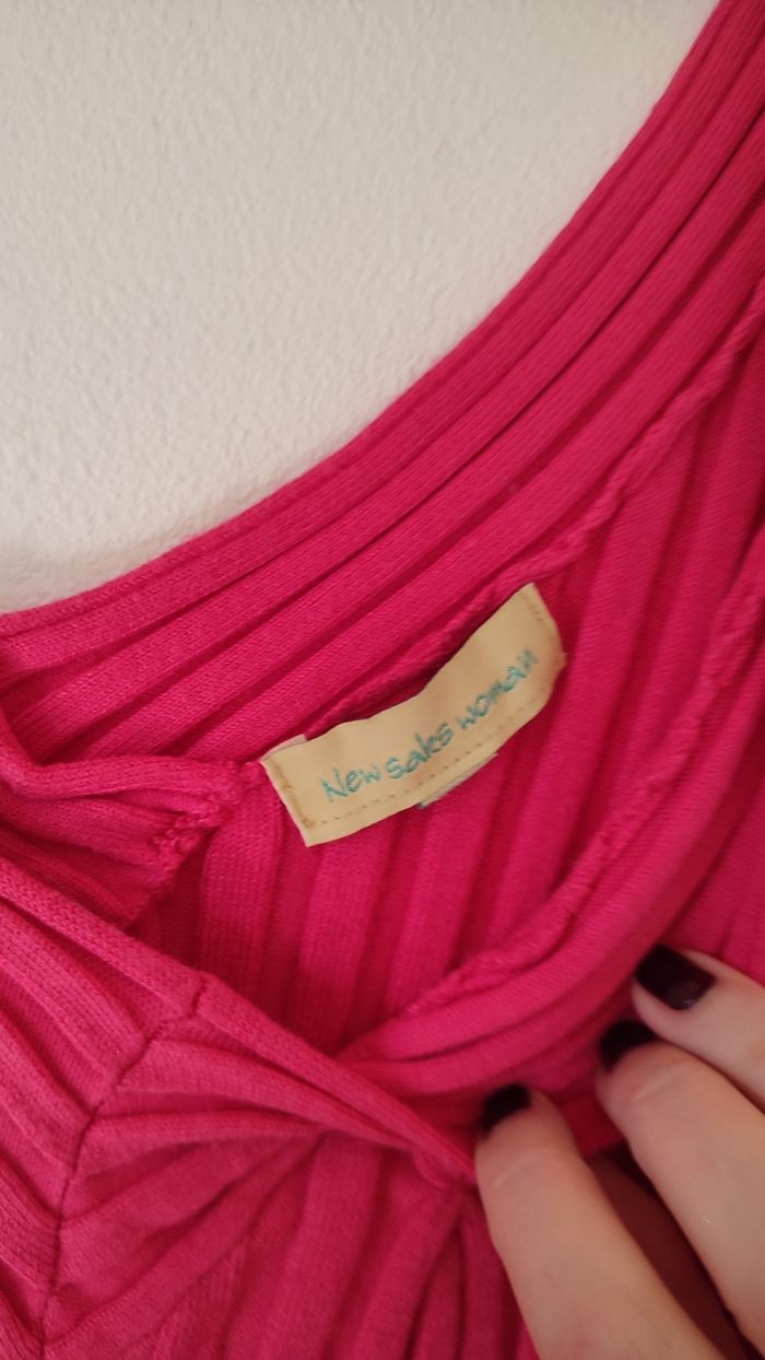 Pull rose vintage stretch taille S - photo numéro 3