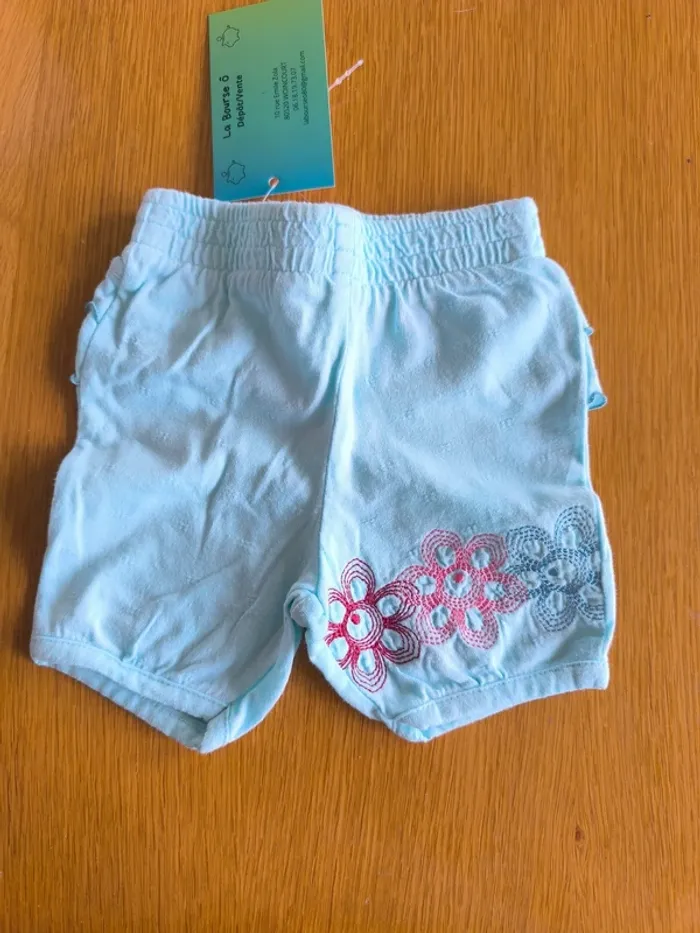 318753 short bleu fille 1 mois mini adelie