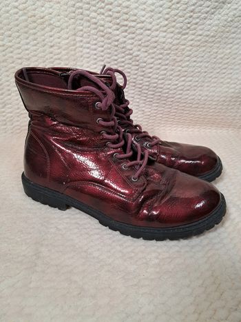 Bottines rouge bordeaux en cuir synthétique - Tissaia - Taille 40 👢