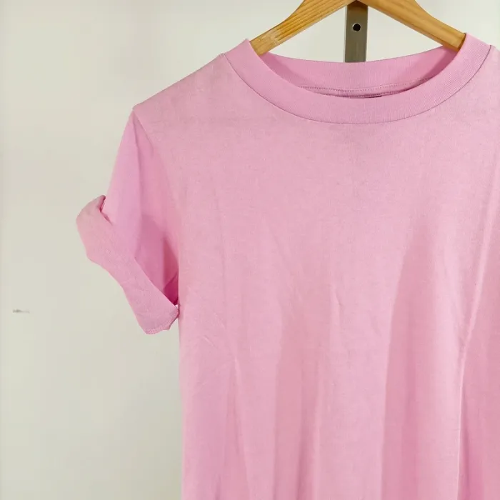 T-shirt rose uni Topshop 100 % coton taille 36 coupe droite casual basique A1343 - photo numéro 4