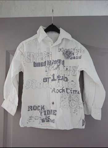 Chemise ml blanche et grise In Extenso 6 ans garçon