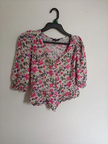 Haut chemises fleuri rose à manches bouffantes  vintage