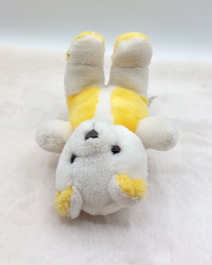 Peluche ancien doudou ours blanc jaune Van de Walle 20 cm nez coeur Vintage - photo numéro 6