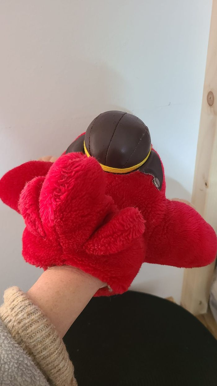 Peluche vintage 1989 floppyers rouge jouet avion marionnette à main - photo numéro 3