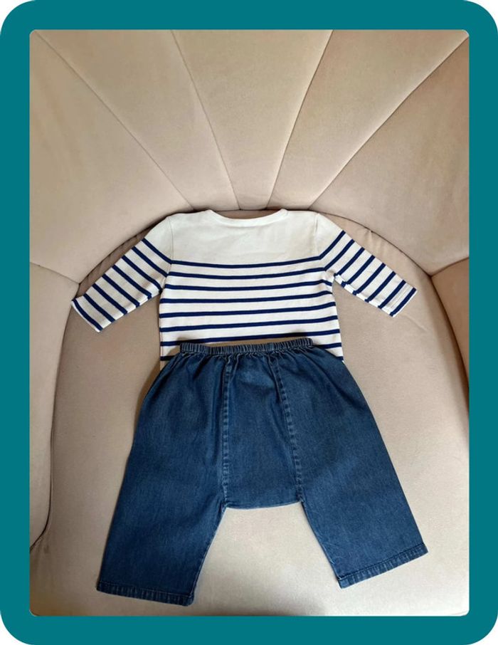 Ensemble jean sarouel et marinière 6 mois - Bonton Armor Lux - photo numéro 9