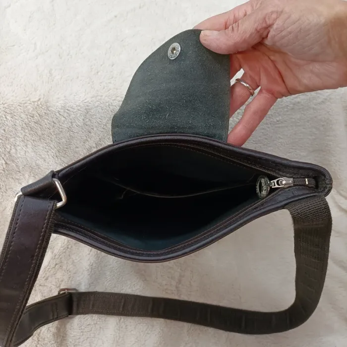 Sac bandoulière marron nylon et cuir – Longchamp Paris S033 - photo numéro 3