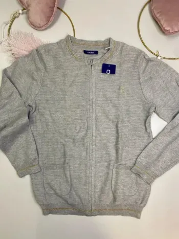 Gilet fille - zippé - neuf - gris - Okaïdi - Taille 10 ans