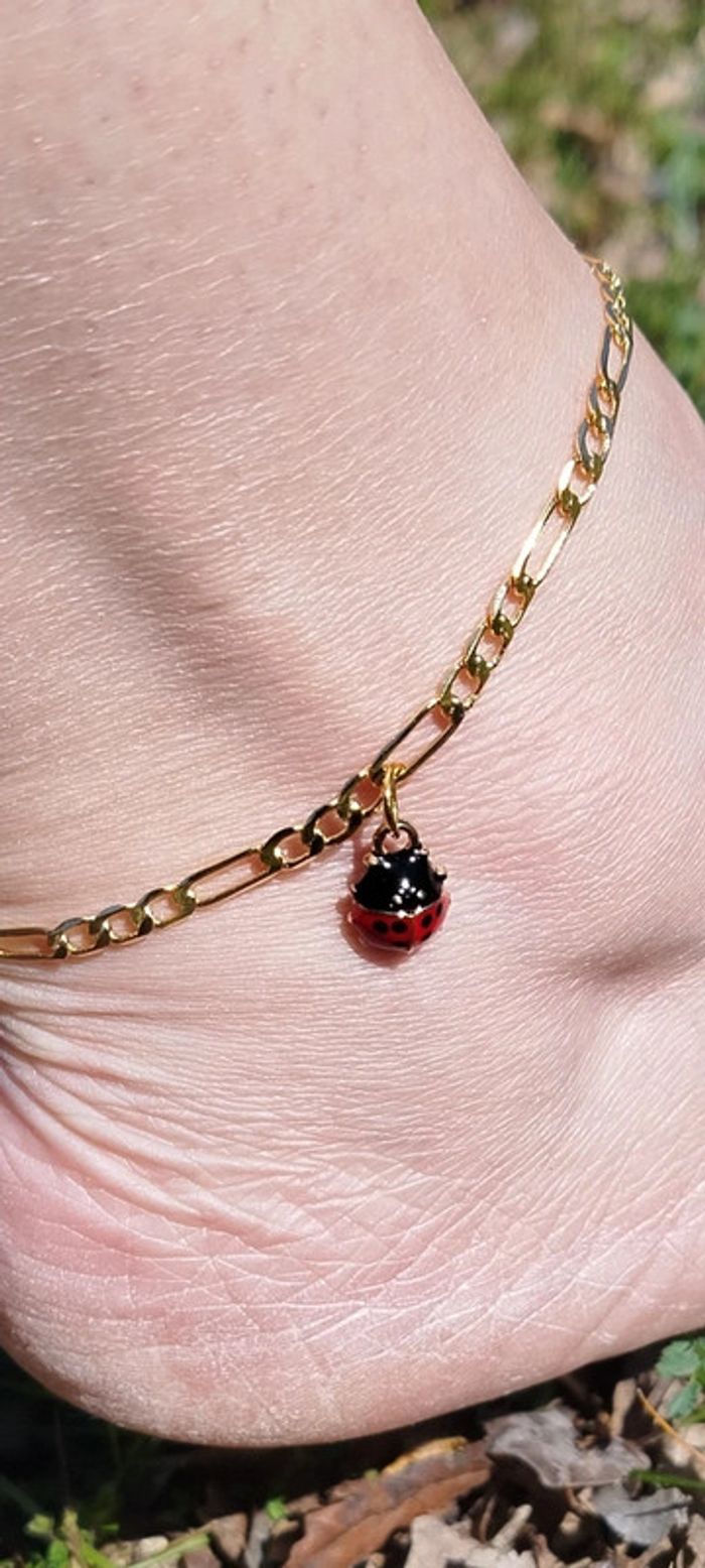 Bracelet plaqué or 24 carats et sa coccinelle 🐞 - photo numéro 5