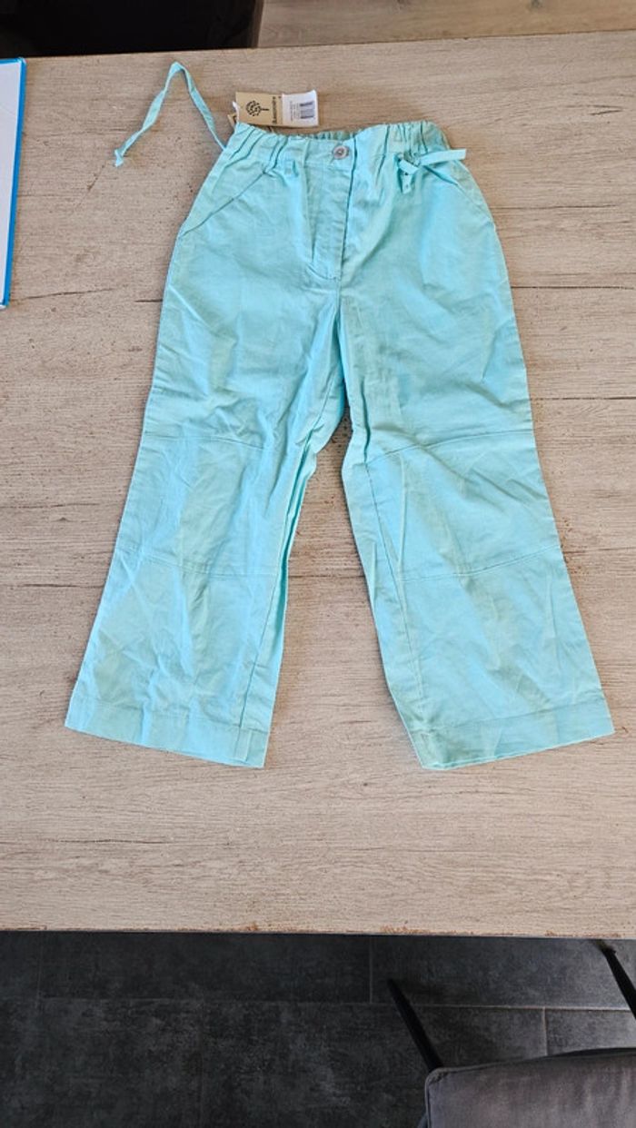 Pantalon large en lin/coton, turquoise, Buissonnière, 6 ans, neuf - photo numéro 2
