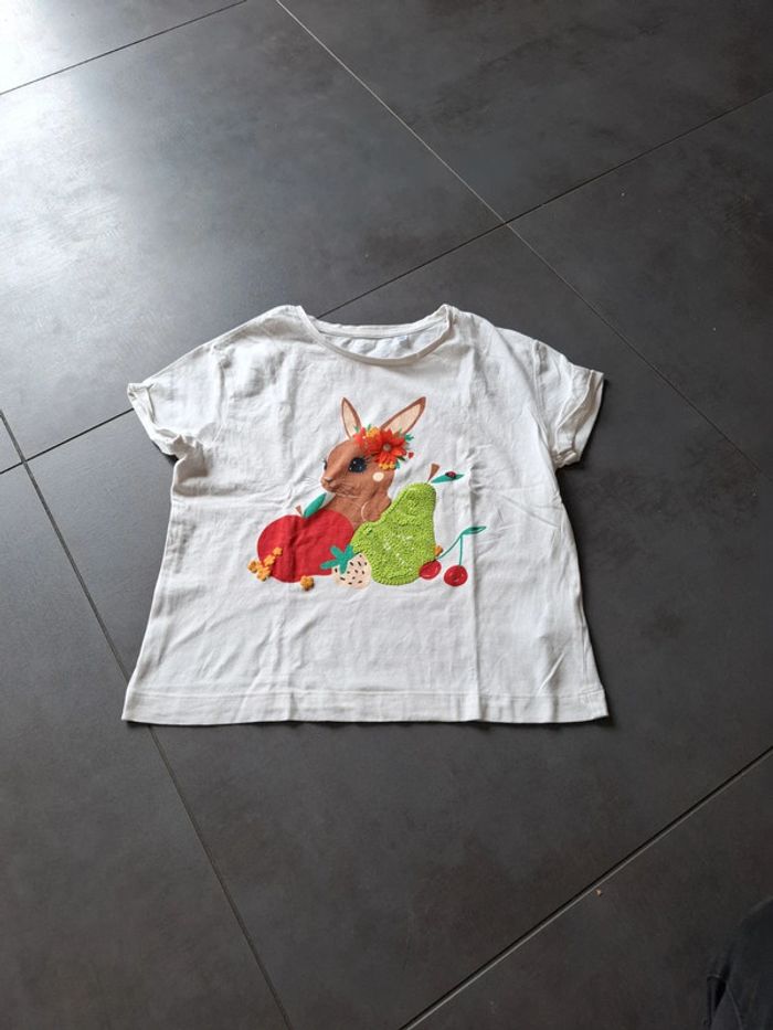 Tee-shirt manches courtes Palomino décor lapin poire 9 ans