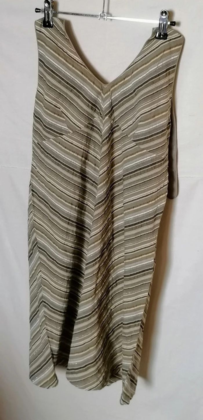 Robe d'été à rayures beige marron gris argenté taille L Agathe Velmont - photo numéro 8