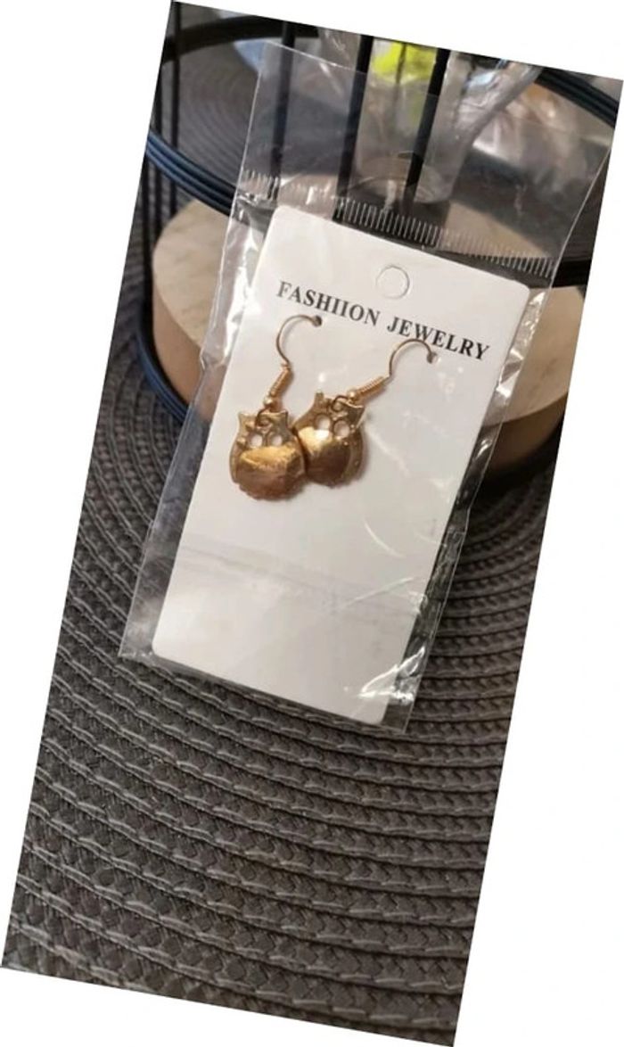Boucle d'oreilles pendantes Hibou neuves - photo numéro 4