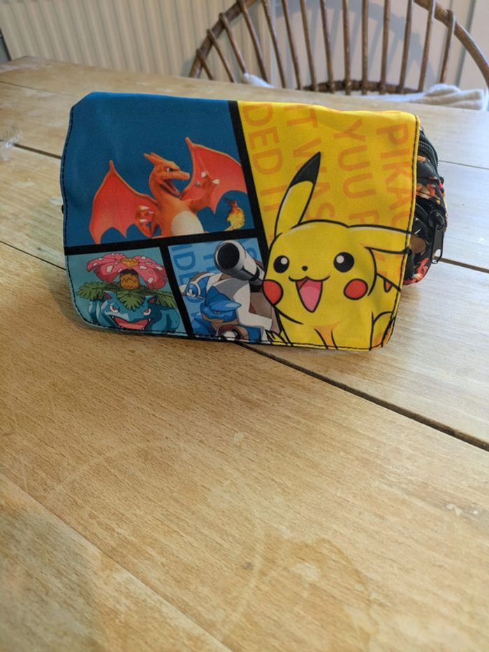 Trousse Pokémon – Pikachu, Tortank, Dracaufeu, Florizarre – école, stylos, rangement
