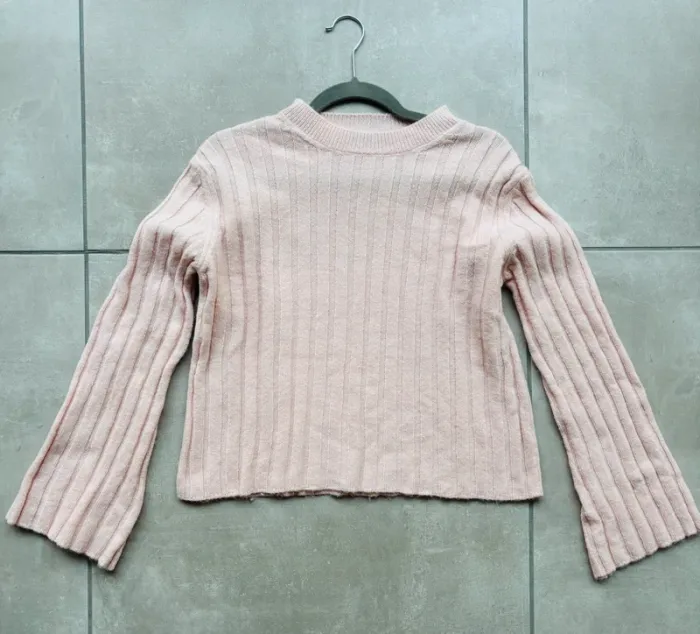 Magnifique pull rose pale côtelé Trendyol L neuf