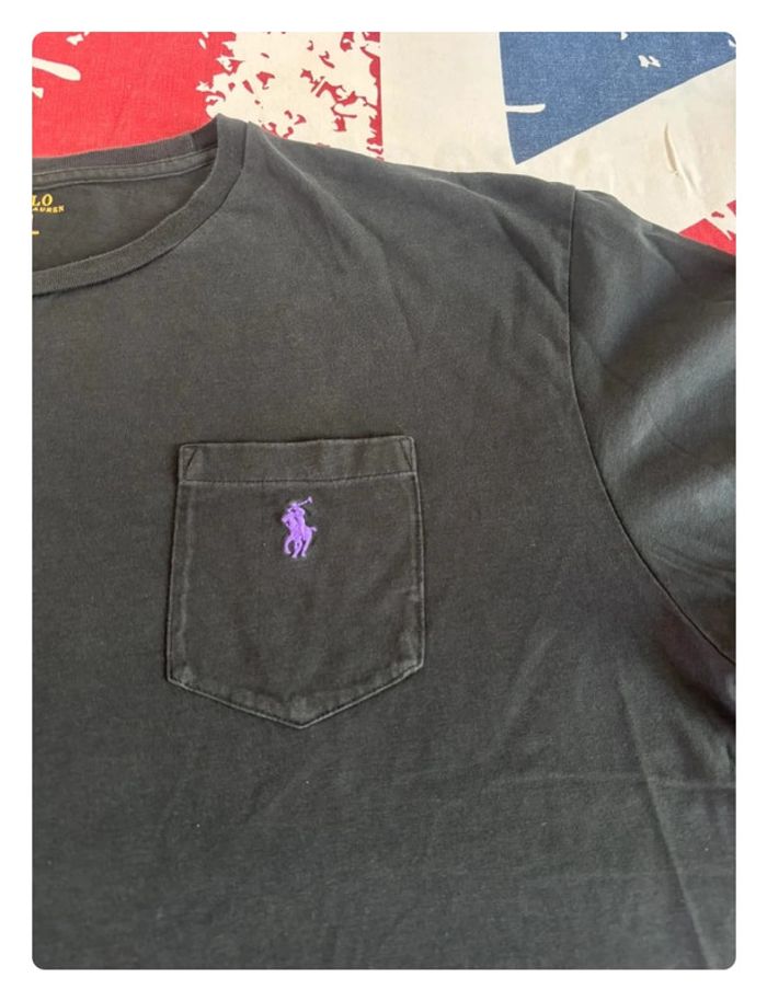 T-shirt Ralph Lauren taille Xl noir cavalier violet - photo numéro 4