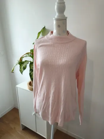 Pull rose pastel col montant | Alison Daley | Femme taille L | Très bon état