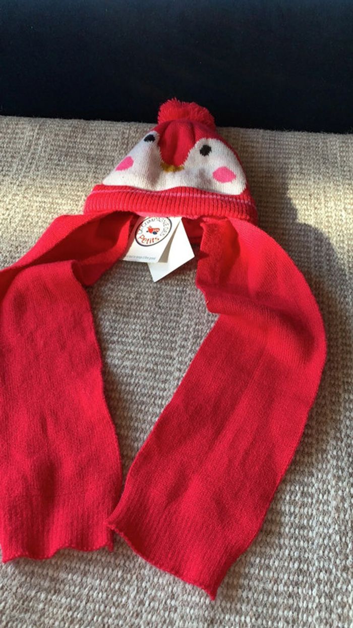 Bonnet écharpe taille 1 0-6 mois motif mignon pompon - photo numéro 4