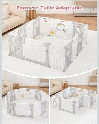 Parc modulable blanc et vert clair