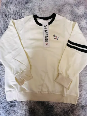 Sweat crème SI MENG design coréen 90% coton – Neuf avec étiquette
