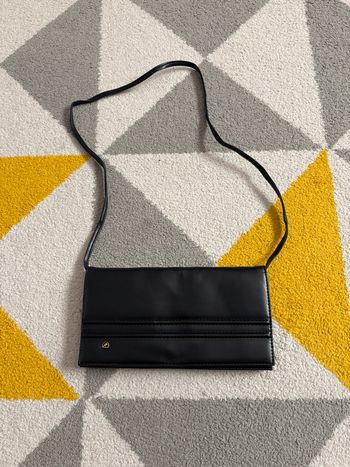 Pochette à bandoulière en cuir vintage | Bleu marine | 28 X 15 cm