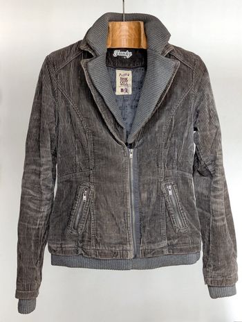 Veste en velours côtelé gris Bershka BSK – Style vintage casual