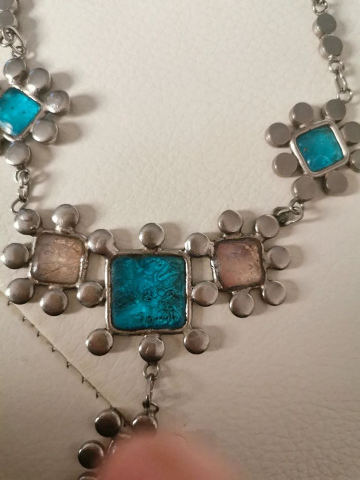 Collier artisan d art turquoise et rose - photo numéro 4